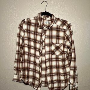 Time-and-tru Women's Brown and White T-shirt